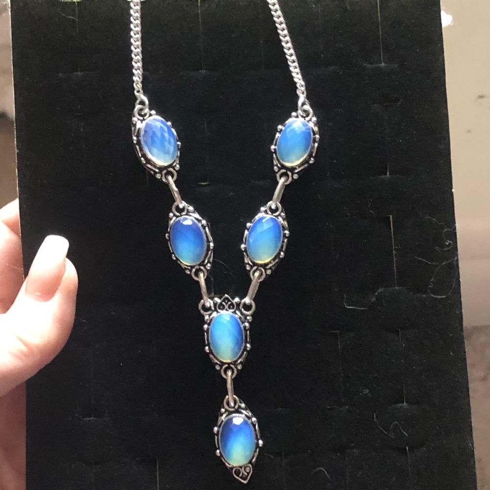 Authentic stone 19 to 20 inch silver chain